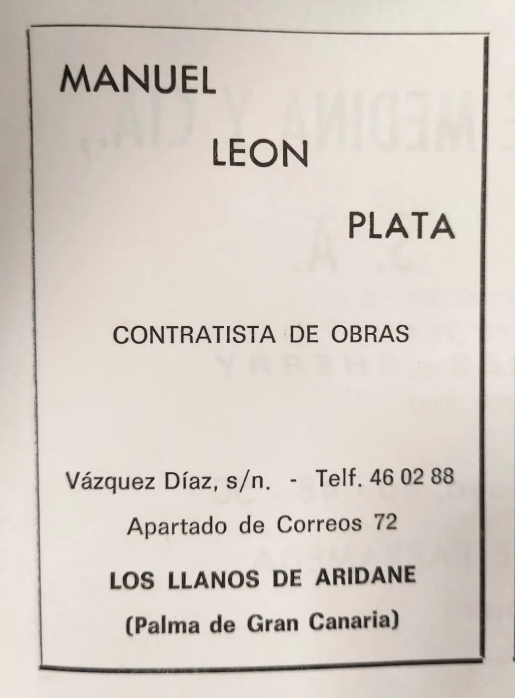 Publicidad La Palma, 1971 con error de impresión.